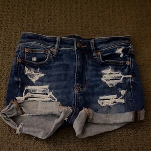 American Eagle Outfitters Ripped Dark Blue Jean Shorts